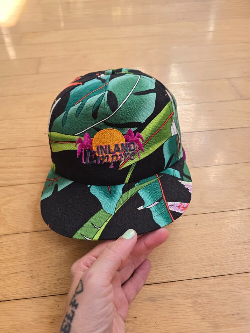 vintage 90's 'Inland Empire' tropical monstera snapback hat